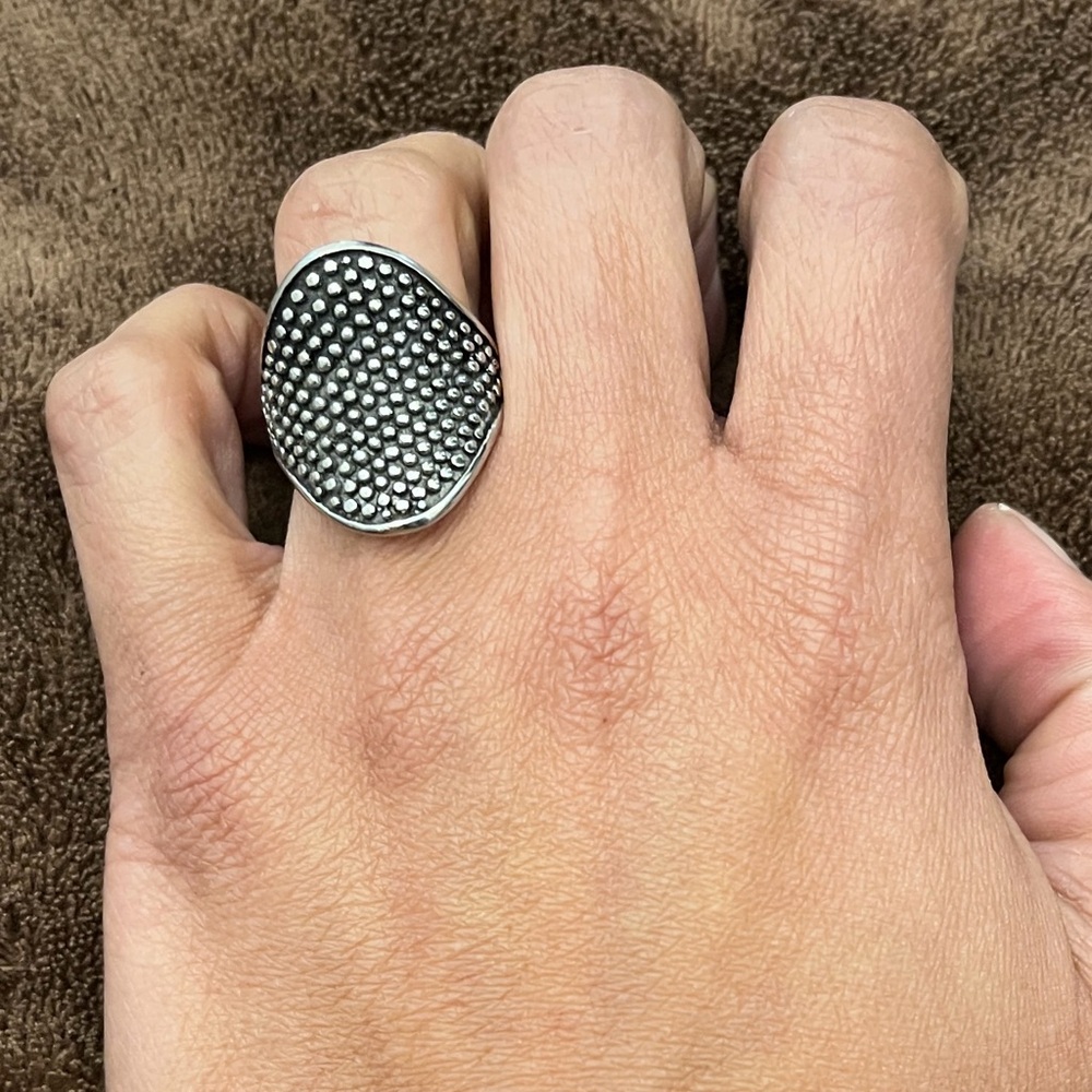 Stunning Dotted Wide Unisex Silver Ring
